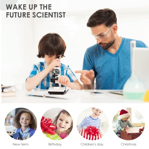 Microscopes for Kid Student Adult, 40X-1000X Compound Monocular Microscope with Microscope Slides Set, Phone Adapter, Dual LED Illumination Powerful Biological Microscopes for School Home Education - Thumbnail 7