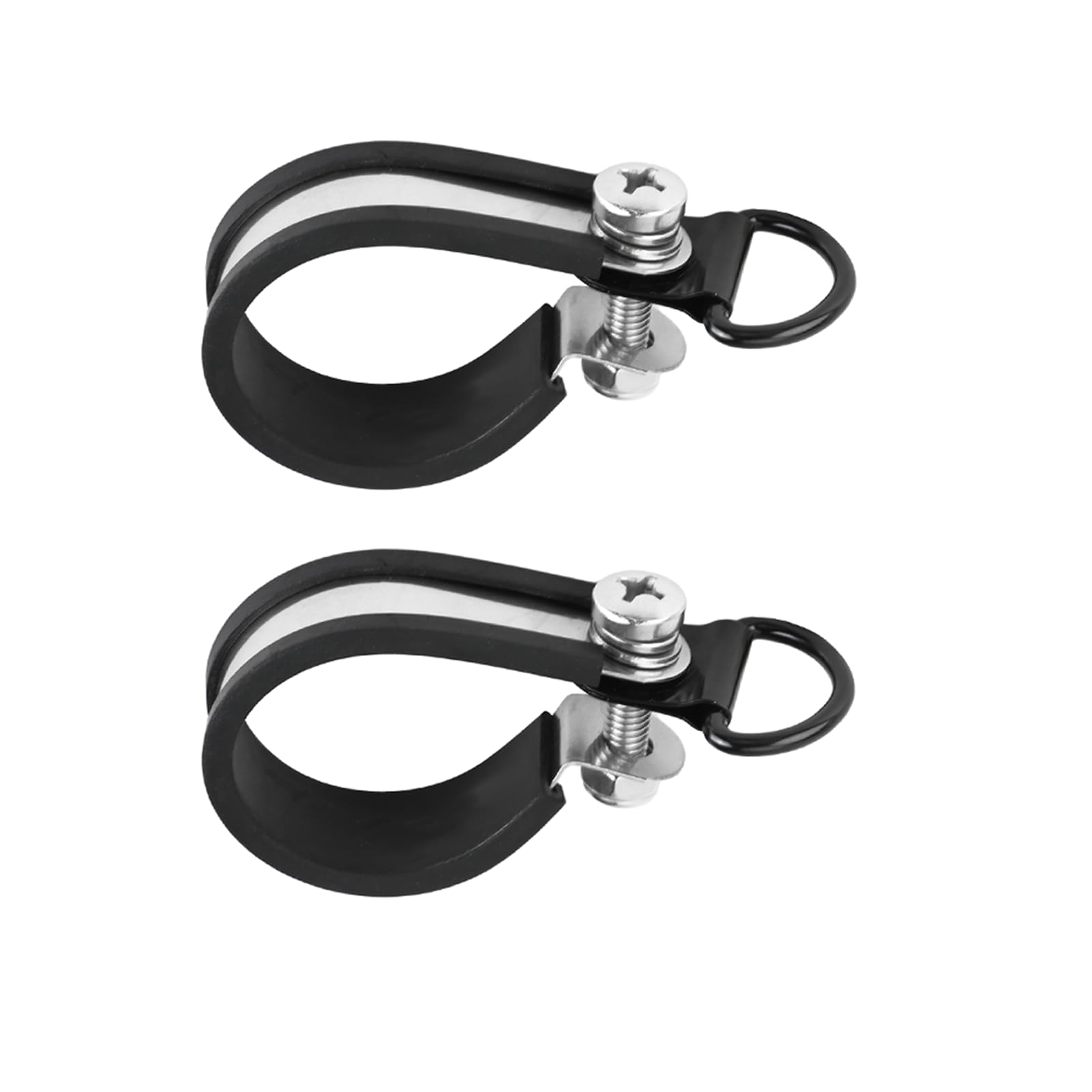 Photo 1 of 2 Pack Non-Slip Weed Eater Trimmer Shaft Clamps for 28–32mm Poles, Durable Metal and Rubber Pole Clamps for Trimmer Strap Attachment Compatible with String Trimmers Brush Cutters and Garden Tools