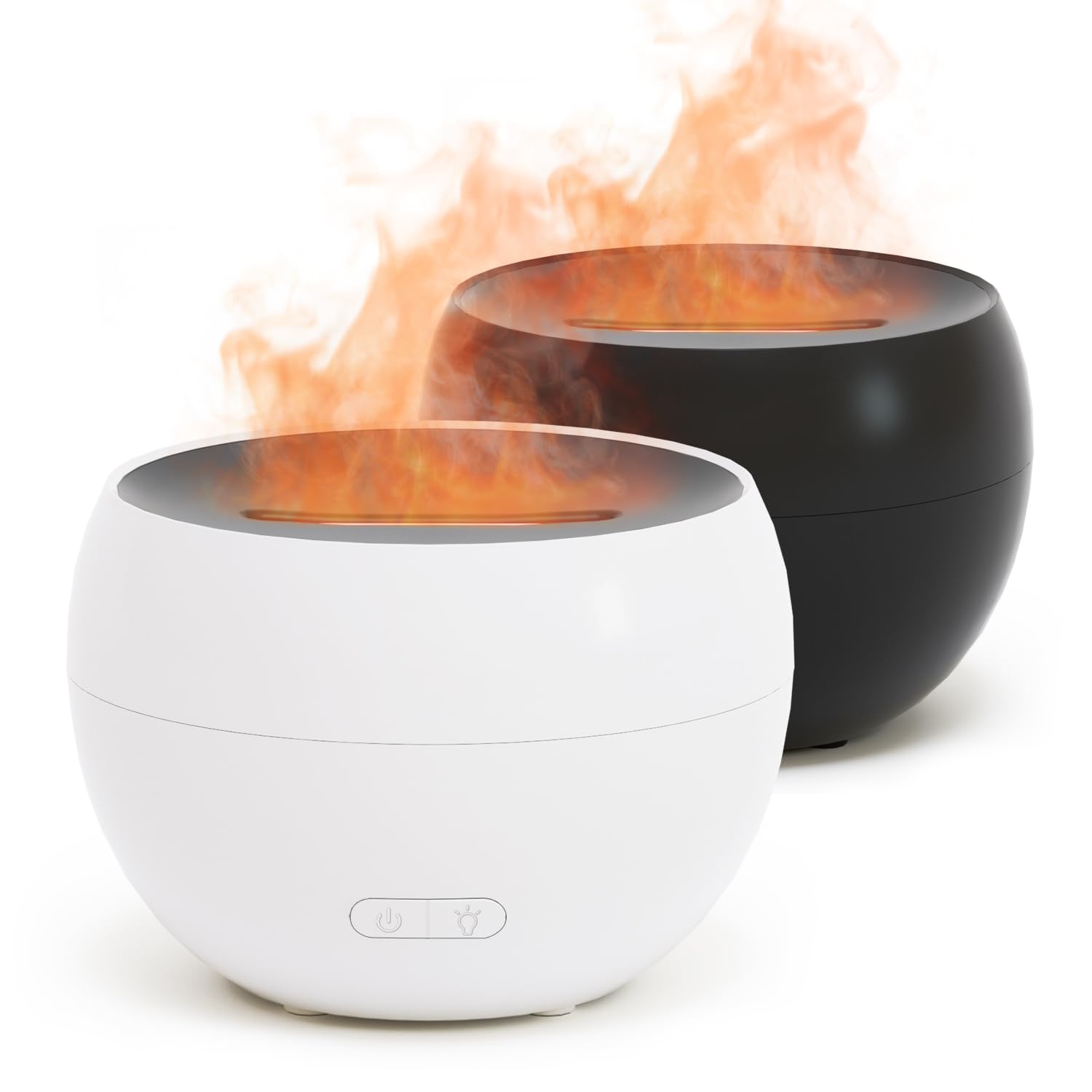 SALKING Difusor de Aceites Esenciales(Paquete de 2), Humidificador Ultrasonicos Flame 150ml para Aromaterapia, Función de Apagado Automático, Diseño Compacto para Casa, Dormitorio (Blanco y Negro)