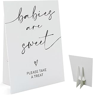 Babies are Sweet Please Take A Treat Sign(8 x 11 Inch Table Sign with Holder), Minimalist Baby Shower Decoration Sign, Baby Shower Favors for Guests-BSLP02
