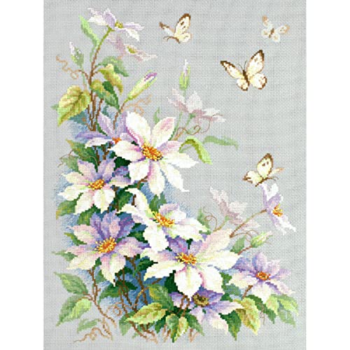 Kit point de croix compté Zweigart Klematis en coton multicolore de qualité supérieure