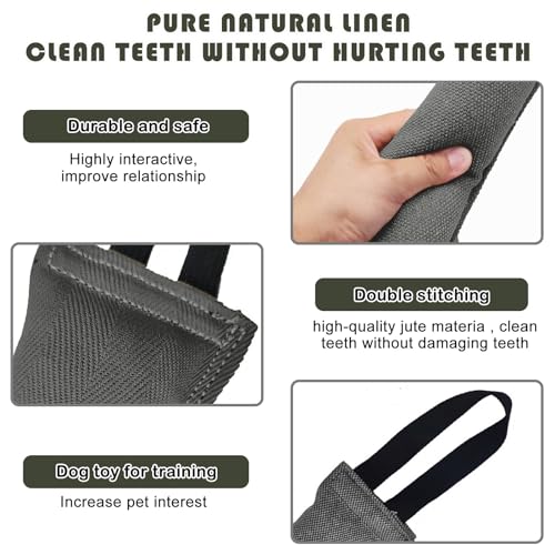 Beisswurst Für Hunde, 2 Stück 30cm Jute Beisswurst, Beißwursts Hunde Mit 2 Griff, Sehr Robustes Hundes Beisswursts, Hundes Training Zubehör, Zerrspielzeug Hund Zum Training Zerrspielzeug (Grau)