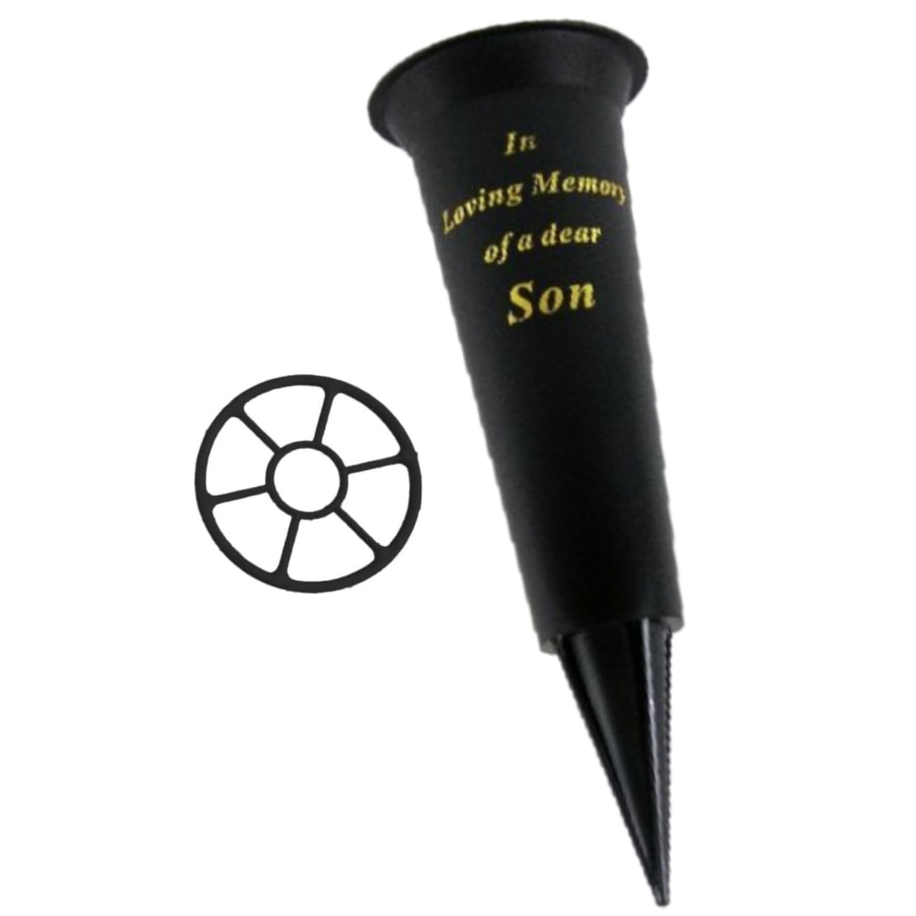 Black Graveside Memorial Spiked Flower Vase - Son