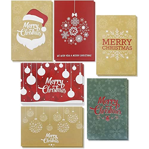 36-Pack Merry Christmas Greeting Cards Bulk Box Set - Winter Holiday Xmas Greeting Cards with Flat Illustrations, Envelopes Included, 4 x 6 Inches