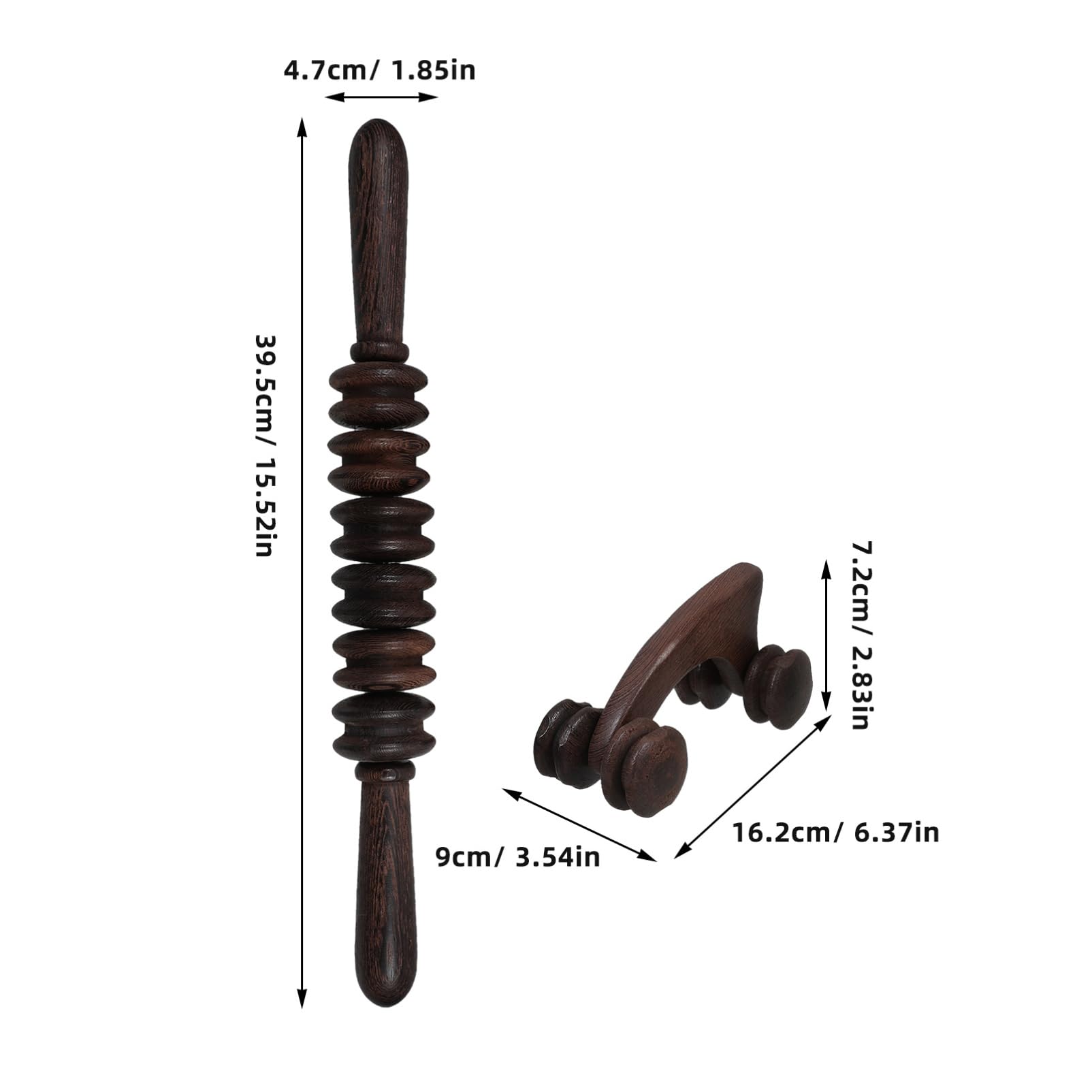 Ipetboom 2Pcs Wooden Massage Roller Stick Set Wood Foot Massager Back Massage Tool Neck Roller for Trigger Muscle Roller for Body Face Neck Foot Calf Leg Arm Massage