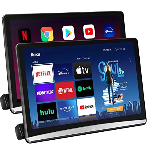 12.4″Android 4K Portable TV for Cars，Car Headrest Monitor Tablet for back seat, Support Phone Wireless Mirror Link Touch Screen,with WiFi/Bluetooth/HDMI/USB/Airplay Video Player 2G ram+16G rom (2*pcs)