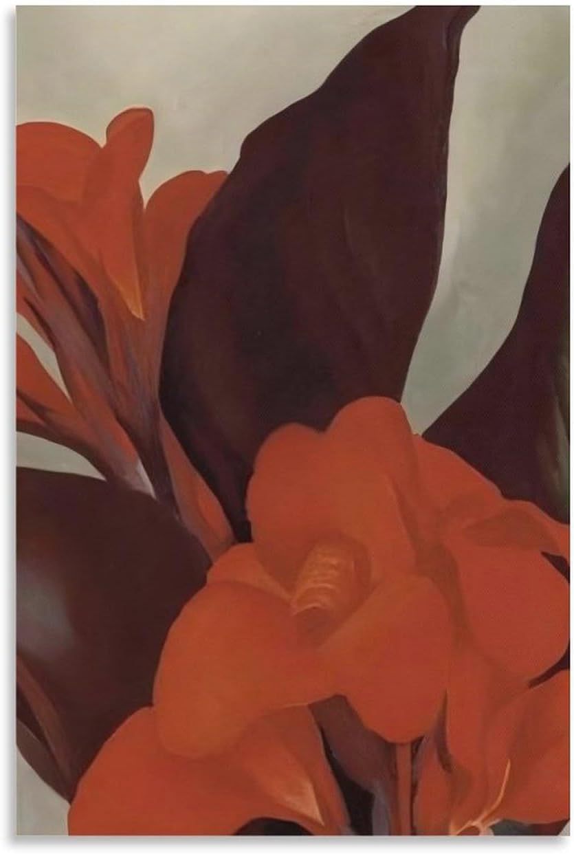 Rikin Liuff Georgia O'Keeffe Poster and Prints Georgia O'Keeffe Red Cannas Canvas Wall Art Aesthetic Painting for Home Wall Decor Picture 40x55cm Frameless