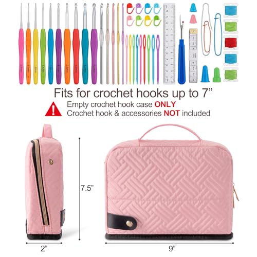 Image of Empty Crochet Hook Case Stand-Up Organizer for Knitting & Crochet Supplies, Crochet Hook Organizer with 26 Slots for 7 inch Hooks and Accessories, Crochet Hook Holder for Needles, Stitch Markers & More