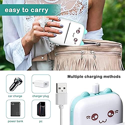 Tvaiger Portable Mini Printer, Inkless Thermal Sticker Printer, Wireless Bluetooth Photo Printer With 6 Rolls Printing Paper For Sticker, Label, Text Memo, Receipt, Photo Printers (Blue) #TOP4
