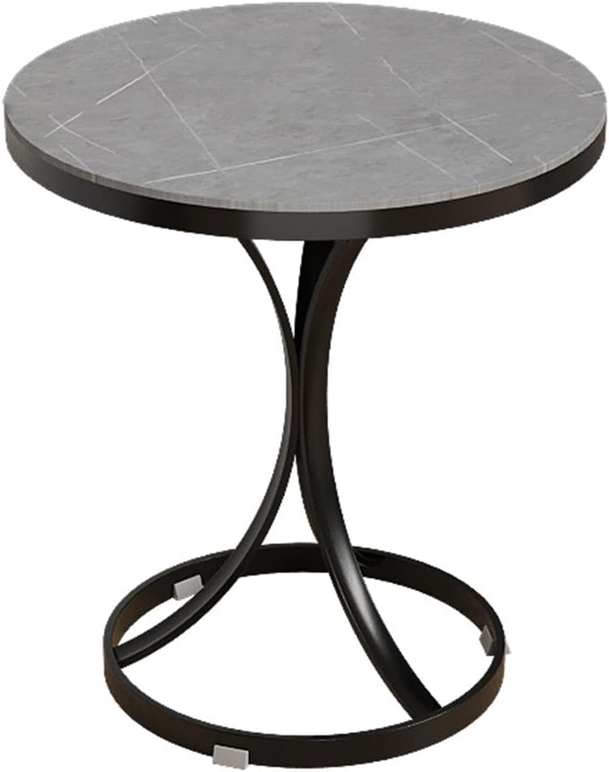 Table basse ronde en marbre au cadre acier robuste stable et plateau durable de 50 cm