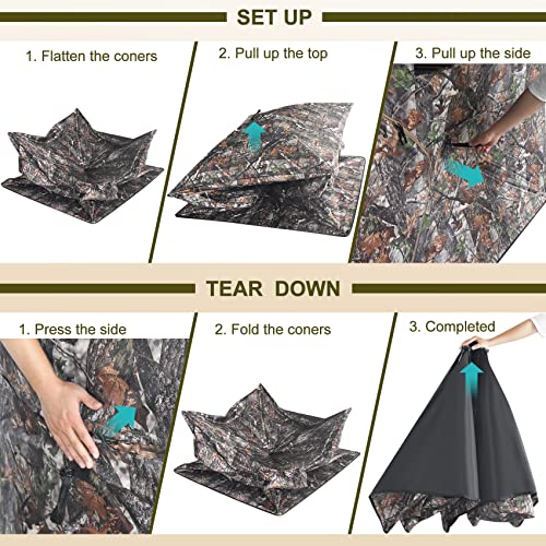 Seeutek Hunting Blind, See Through Hunting Blinds 270 Degree With Carrying Bag, 3 Person Pop Up Ground Blinds For Deer Hunting, Portable Durable Deer Blind For Hunting. #TOP4