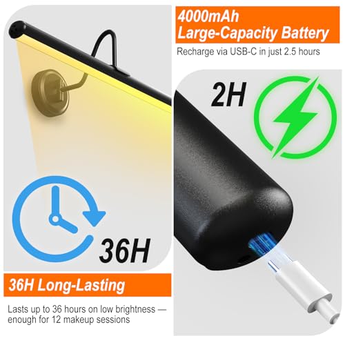 Image of Battery Operated Vanity Lights, Magnetic Mount Bathroom Light Fixture Over Mirror with Remote, Dimmable 3 Color Temp Timer, 22.8 Inch Makeup Mirror Light Bar for Bathroom Bedroom Dressing Table