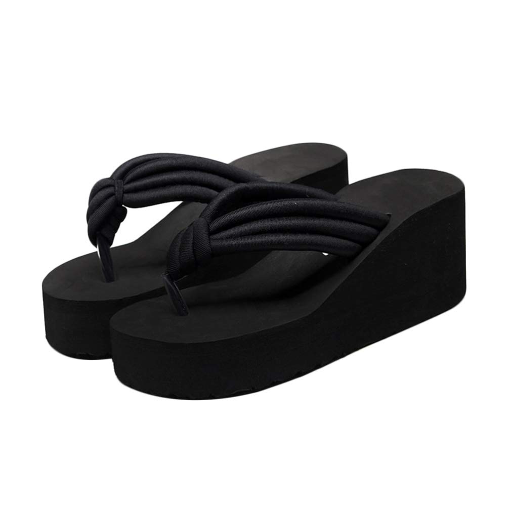 Holibanna Zapatillas de Plataforma de Tacón Alto para Mujer Sandalias de Playa Negras Anudadas Antideslizantes Chanclas para Mujer