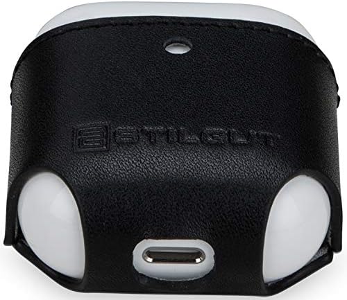 StilGut Leather Case for Apple AirPods 2. Generation, AirPods 2 Case with Carabiner, Black Nappa, Black Nappa - with carabiner - Image 5