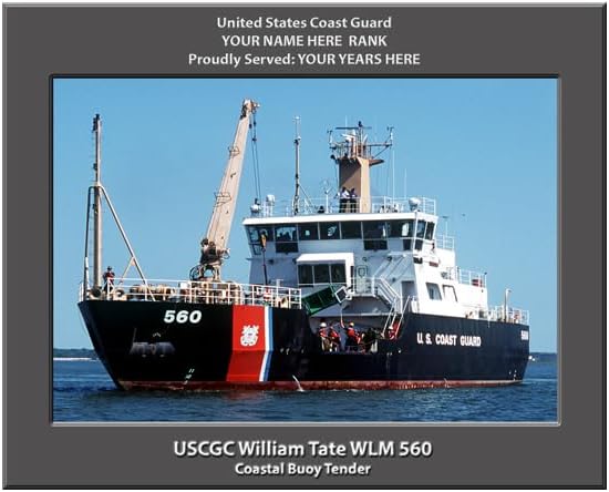 USCGC William Tate WLM 560 Personalized Canvas Print, Coast Guard Photo, 11x14 Inch, Personalized Name and Rank, Made in USA