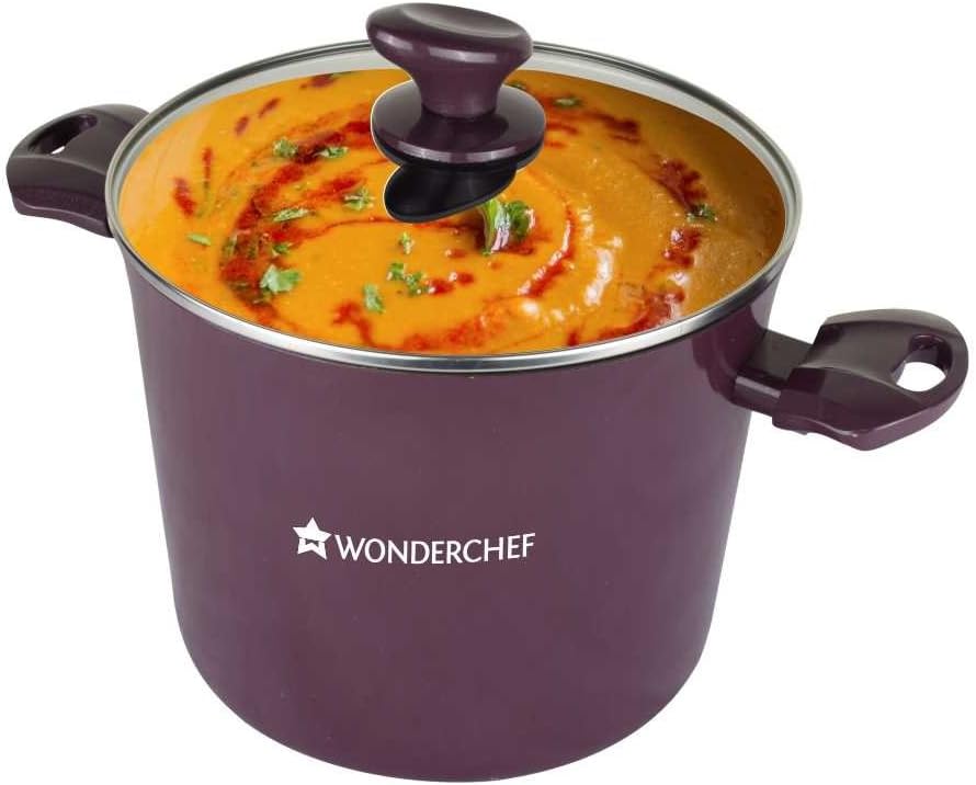 Wonderchef Everest Aluminium Nonstick Casserole with Lid - 24cm, 7.75L, 2.8mm, Purple