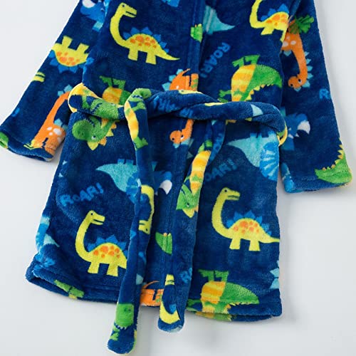 Image of Boys Girls Bathrobes,Toddler Boy Girl Robes,Children's Plush Soft Coral Fleece Hooded Pajamas Sleepwear for Kids
