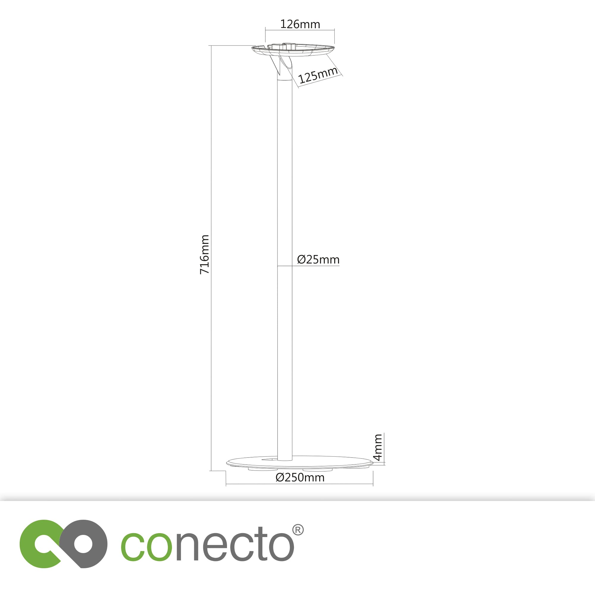 conecto, Support d'enceinte pour SONOS One (SL) et SONOS Play:1 avec Gestion des câbles, matériau : Acier et Aluminium, Hauteur : 71,6 cm, Blanc