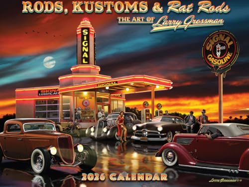 Hot Rod Calendar 2026 Larry Grossman Classic Muscle Car Monthly Wall Calender 12 Month | American Made In The USA