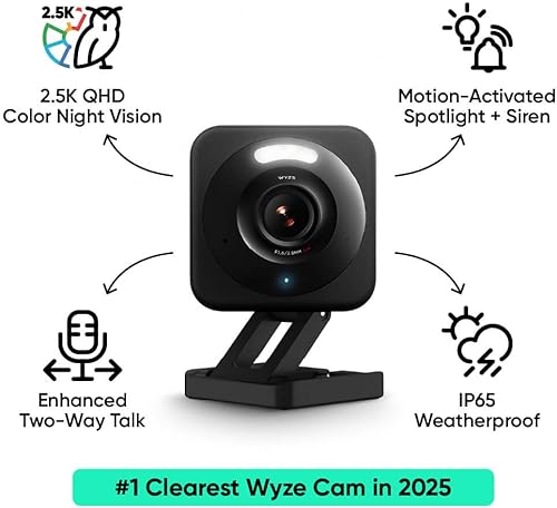 Miniatura 2 de WYZE Cam v4 - Cámara de seguridad intelig., 2.5K HD Wi-Fi, pint.ext., monitoreo de bebésmascotas, luzsirena activada x mov., visión nocturna a