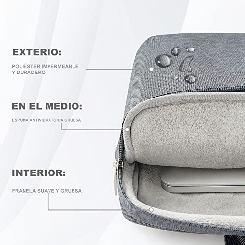 Voova Funda para Portátil de 14 15 15,6 16 pulgadas Protección 360° Maletin Ordenador Bolsa Laptop Bag Impermeable Antichoque Hombre Mujer Gris - imagen 5