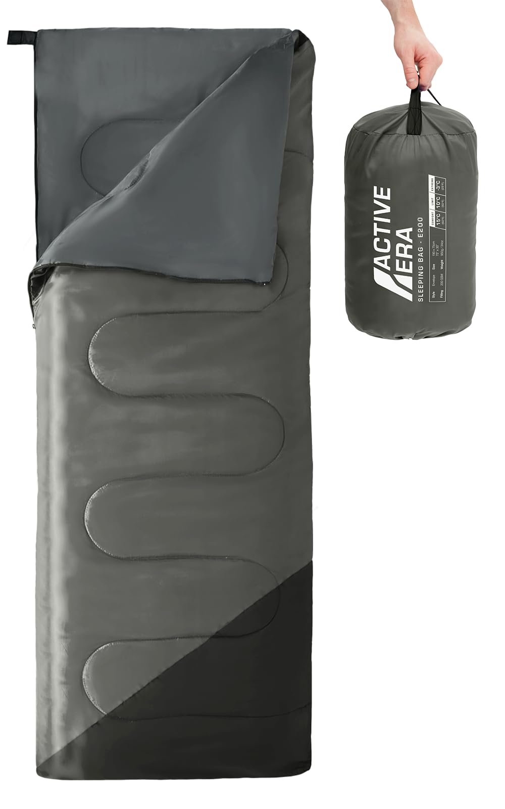 Active Era Premium Envelope Sleeping Bag for Adults and Kids, Lightweight & Warm for Traveling, Camping, Hiking, Indoor & Outdoor Activities - Rectangle, 190 x 75 cm - Blue (Envelope, Black) — image 1