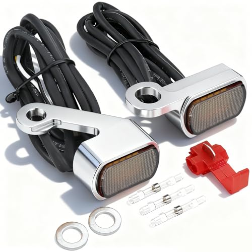 Image of MoKitDora LED Turn Signals Front Mini Blinkers Running Light for 2009-2017 Harley Touring Street Road Electra Glide King 2015-2024 Softail Breakout Deluxe Fat Boy Street Bob, Chrome Housing