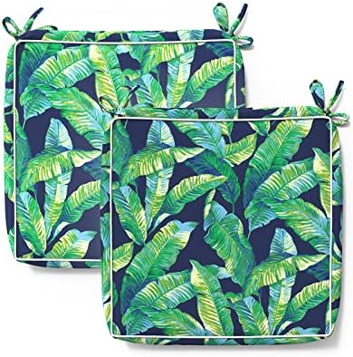 TWLEAR Outdoor Cushion Covers for Patio Furniture, Patio Cushion Covers Replacement, Water Resistant Chair Cushion Slipcovers, 20" x 20" x 4", 2 Pack, Hanalei Lagoon (Covers ONLY)
