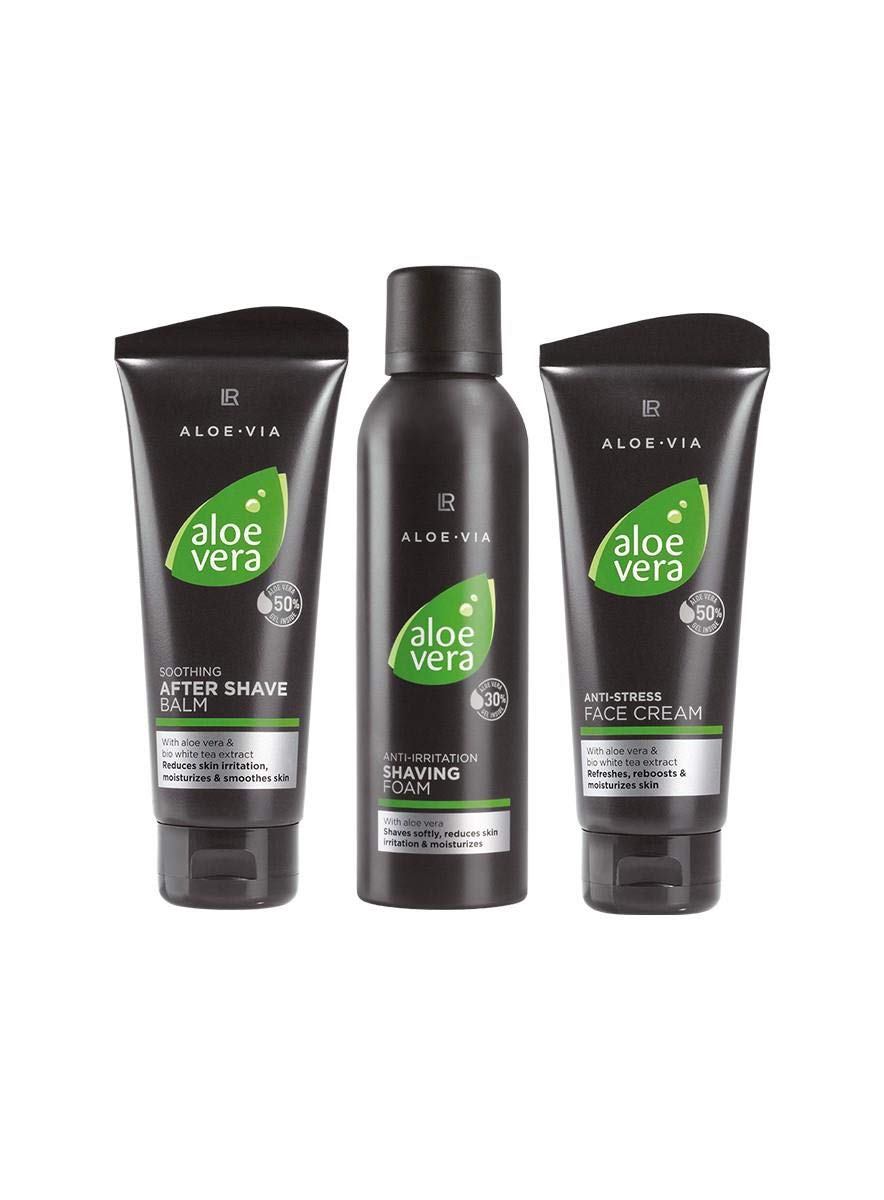 LR Aloe Via Aloe Vera Men zestaw do pielęgnacji twarzy (pianka do golenia, balsam po goleniu, krem do twarzy)