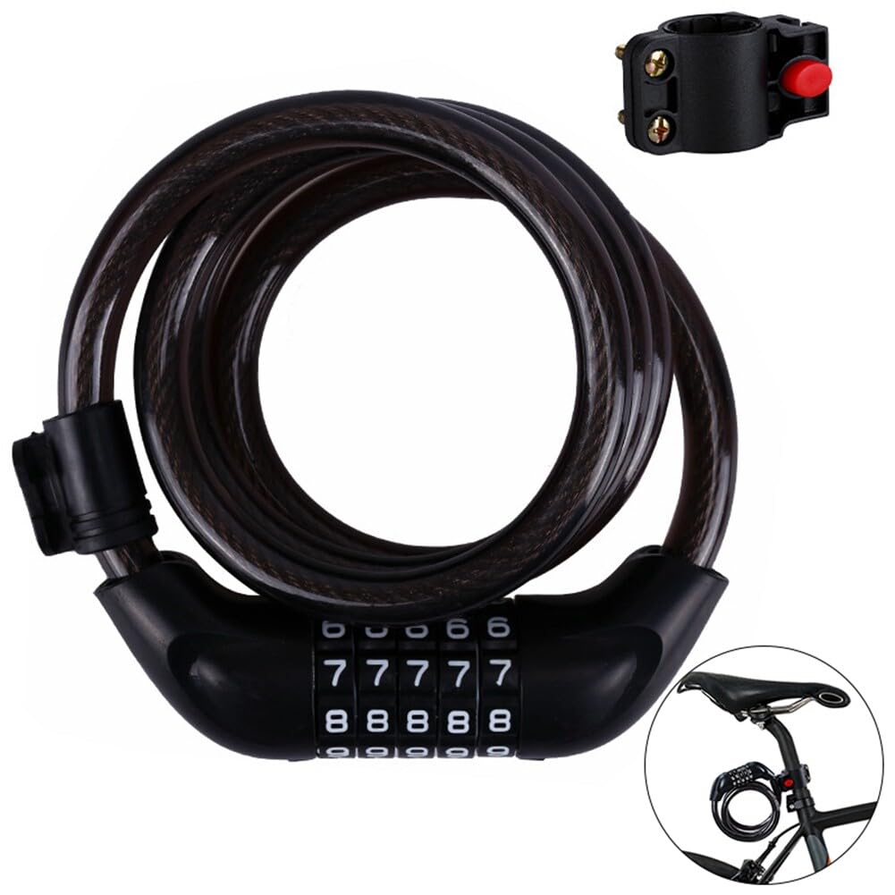 Bicycle Lock Password Lock Bicycle Numbers Lock 47.2in Length Bike Extended Lock Theft Proof Lock Chain Lock for Road, Mountain, Folding Bike and Motorcycles (Black)