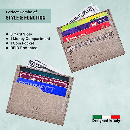 𝐒𝐊𝐘𝐋𝐄 Mens Leather Wallet (Taupe), Front Pocket Wallets for Men, Card Holder Wallet, RFID Wallet for Men Slim Minimalist, Smart Wallet for Men, Business Card Organizer, Slim Wallet, (J02-8513)2