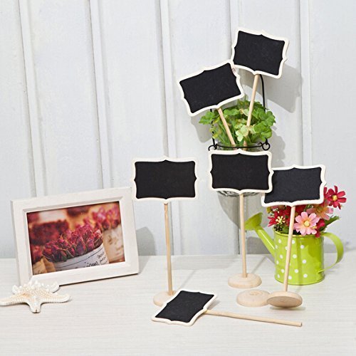 Nirsom 12 Mini Retangle Chalkboard Blackboard with Stand Wedding Party Table Numbers Place Card Favor Tag Plant Marker