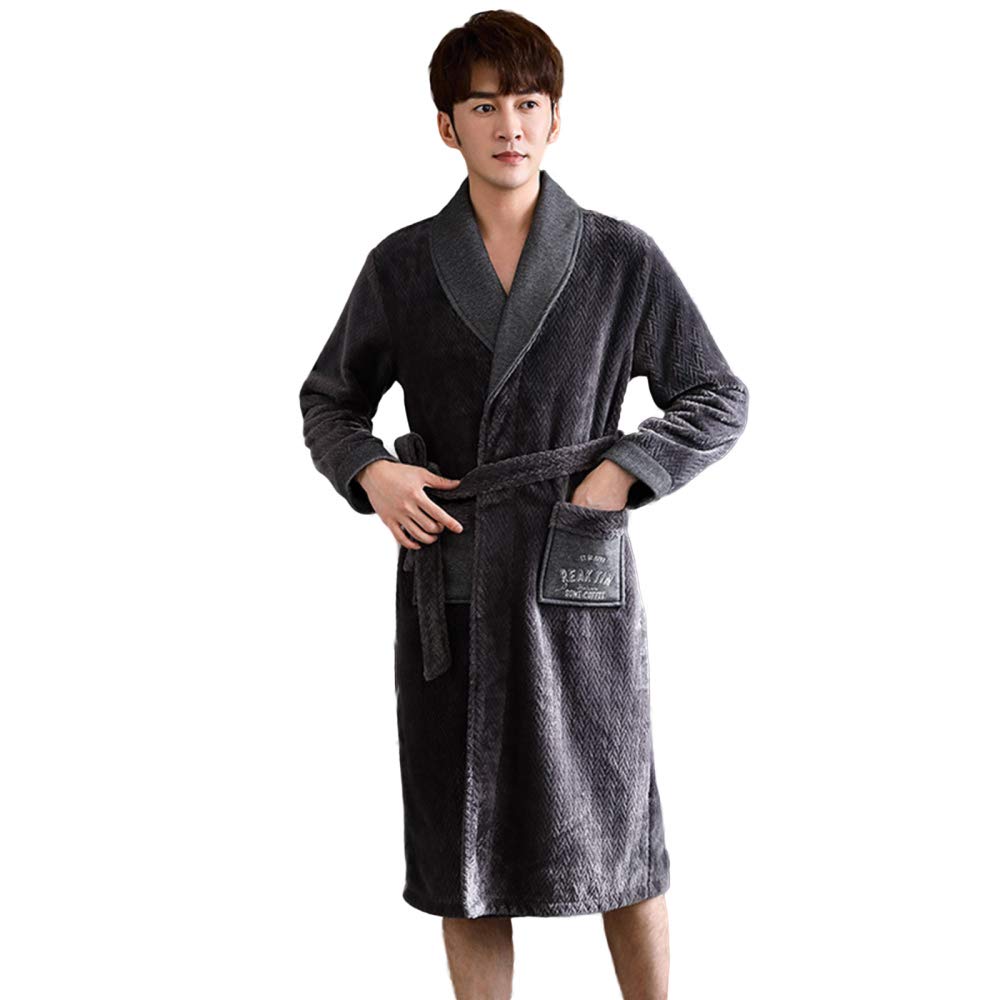 YUANYI Super Soft Men Dressing Gown Mens Bath Robe - Offers A Great Combination Between Quality and Comfort - Great Gift