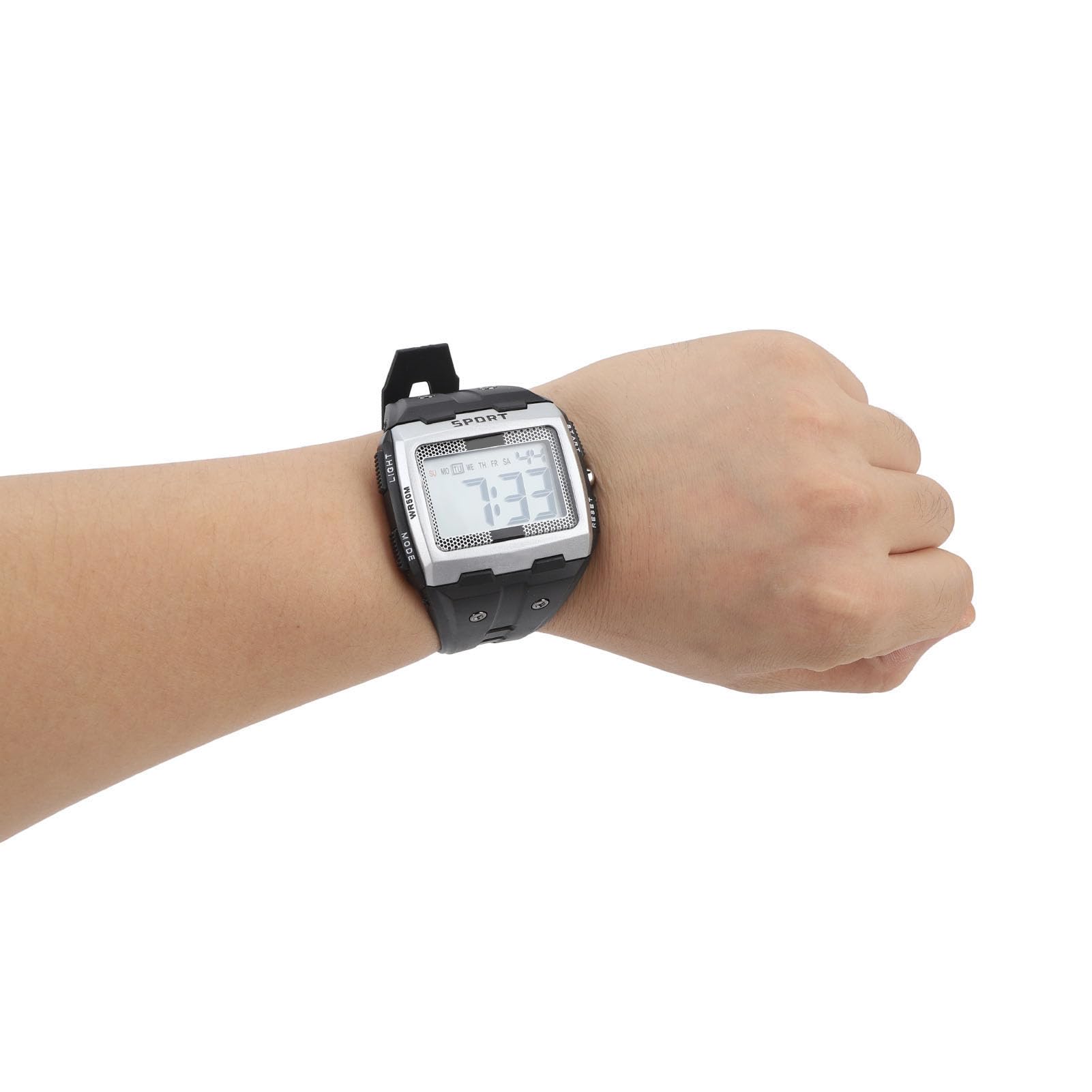 Orologio Sportivo Digitale da Uomo, Orologio Elettronico per Sport All'aria Aperta Resistente Agli Urti 50M Nuoto Cinturino in Gomma Impermeabile Ampio Display (Grigio