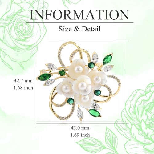 Image of Flower Brooch for Women Rhinestone Flower Brooch Pins Floral Brooches Jewelry Gift for Mom Wife