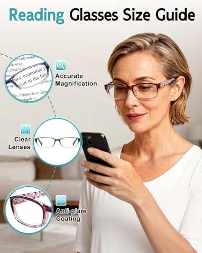 Image of Reading Glasses for Women, 5 Pack Blue Light Blocking Computer Ladies Readers Men with Spring Hinge +3.5x