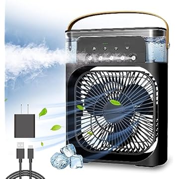 softdigit Ventilador Portátil de Mesa Mini Ar Condicionado Umidificador Climatizador Led Água e Gelo 3 Velocidades Led (PRETO)