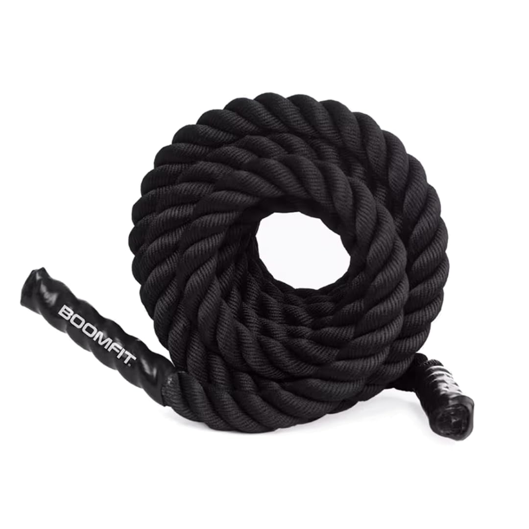 BOOMFIT Cuerda de Batalla 9 m | Battle Rope para Crosstraining y HIIT Ø40mm | Entrenamiento Funcional con Agarre Antideslizante para Gym en Casa y Exterior | Mejora Fuerza y Cardio para Atletas