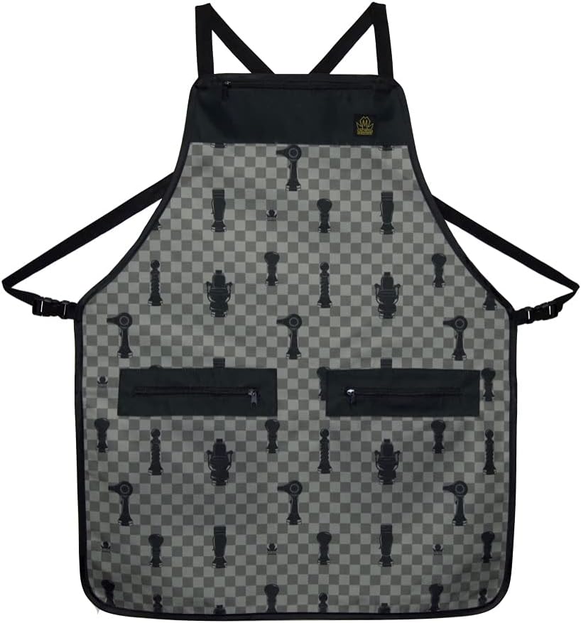 King Midas Barber Apron Unisex Hair Stylist Apron, King Me (Black & Gray), One size