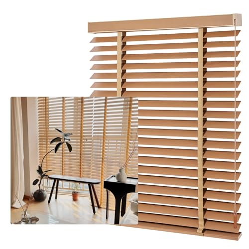 Kabellose Jalousien aus Holz, 5,1 cm, Sichtschutz für Fenster, 78,7 cm, 162,6 cm, ideal für Schlafzimmer, Badezimmer und Küche, stilvoll, gelb, horizontale Jalousien