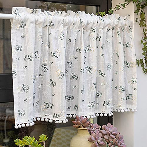 Cortinas de lino de algodón cortas con elegantes bordados para dormitorio 3