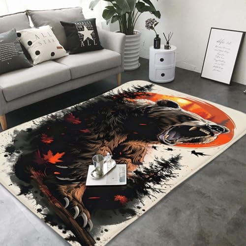 Generisch Alfombra 3D con estampado de animales, alfombra antideslizante de oso marrón, alfombra para salón, dormitorio, decoración del hogar 120 x 160 cm (COLOR3, 160 x 230)