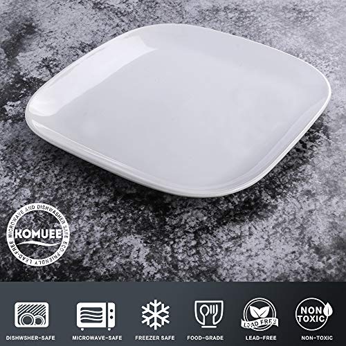 Dinner Plates, KOMUEE Porcelain Square Dinner Plates - 10 Inch - Set of 6, White - Thumbnail 6
