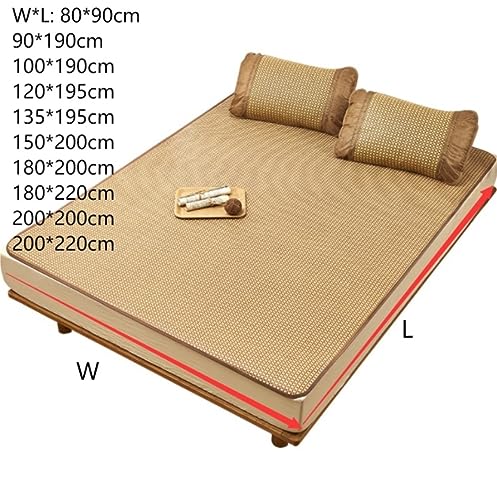 Tappetino refrigerante portatile 1 x 1 m, pieghevole, antiscivolo, in rattan di bambù, essenziale per l'estate, per rilassarsi e stare all'aperto, ideale per animali domestici e persone