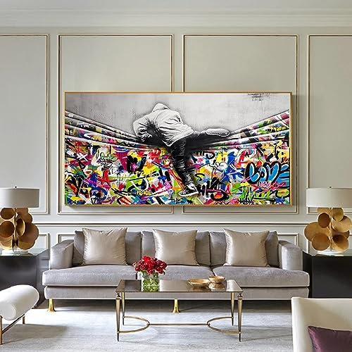 Peintures sur toile Graffiti Love is All We Need pour décorer un salon moderne