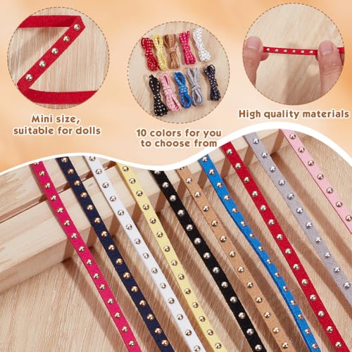 Ceintures de poupée en cuir véritable texturé et clous punk durables - 4