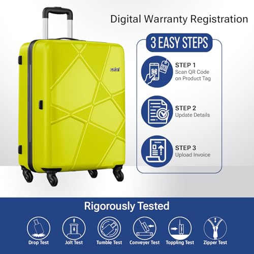 Image of Safari Polypropylene (Pp) Pentagon Hardside Large Size 4 Wheel Check-in Luggage Suitcase Spinner Trolley Bags for Travel Green Lime Color 75Cm