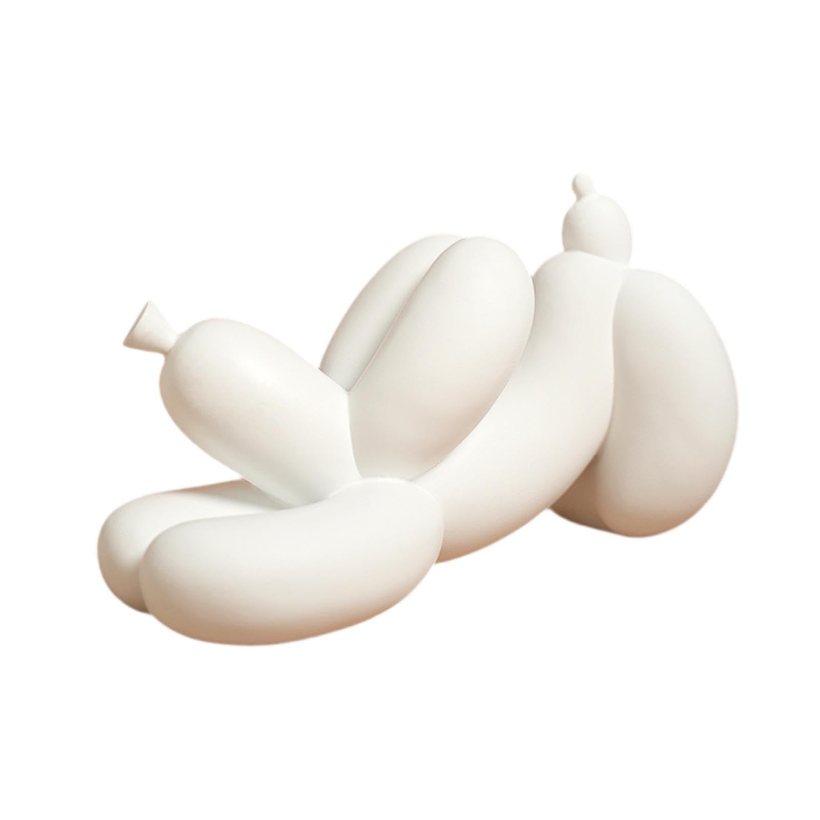 Colcolo Statue de Chien en Ballon, Ornement de Bureau, Jolie Sculpture Artisanale en résine à Collectionner, Figurine pour Chambre à Coucher, bibliothèque, Blanc