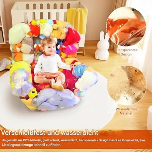 Asiento de almacenamiento de juguetes de peluche impermeable con diseño traslúcido para hogar 3