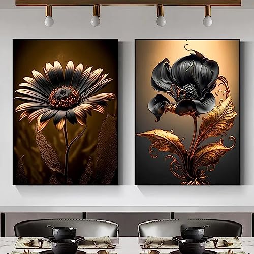Affiche abstraite noir et or rose : décoration murale salon 60x90cm sans cadre